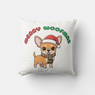 Cojín Decorativo Pillow de los navidades Chihuahua: Feliz Woofmas