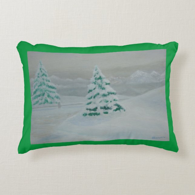 Cojín Decorativo Pillow de los Navidades de invierno verdes (Anverso)