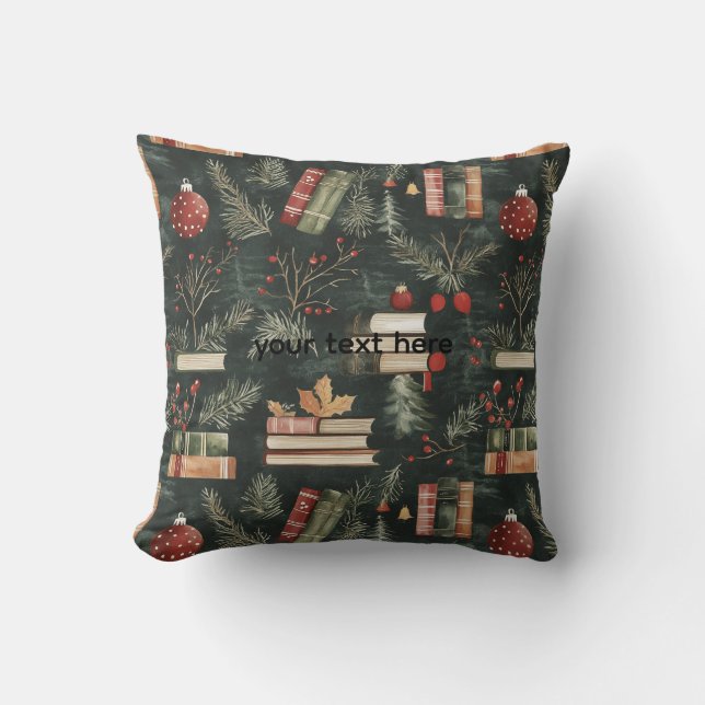 Cojín Decorativo Pillow de los Navidades de los amantes del libro (Anverso)