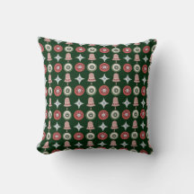 Pillow de los Ornamentos Verdes de Navidad