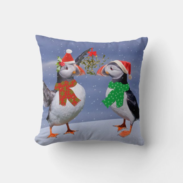 Cojín Decorativo Pillow de los Puffins festivos (Anverso)