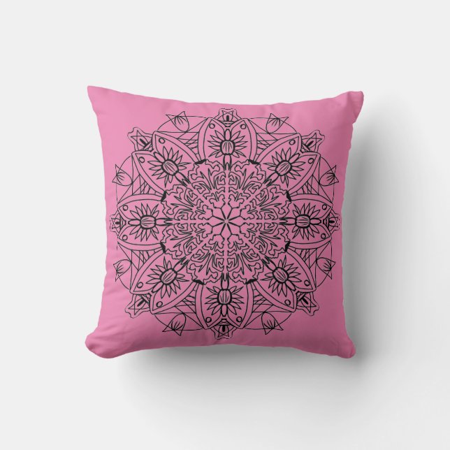 Cojín Decorativo Pillow de Mandala rosa (Anverso)