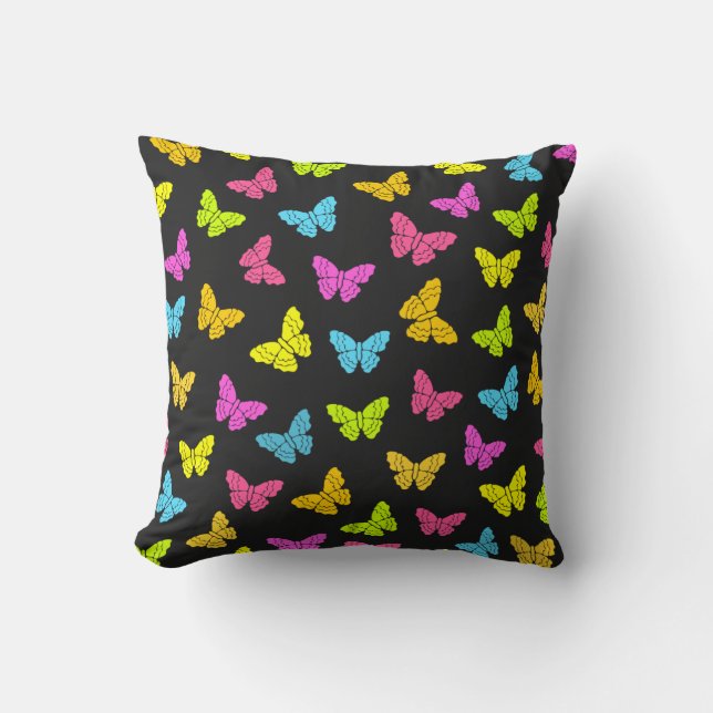 Cojín Decorativo Pillow de mariposas arco iris (Anverso)