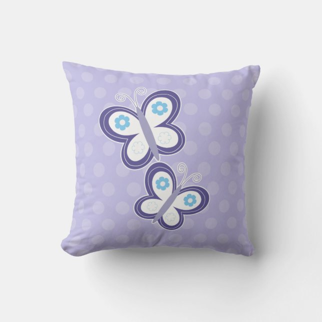 Cojín Decorativo Pillow de mariposas moradas (Anverso)