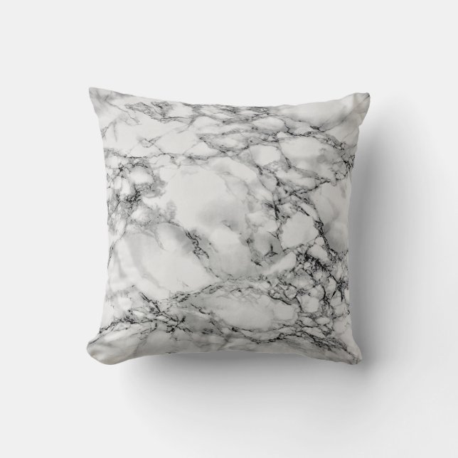 Cojín Decorativo Pillow de mármol blanco negro (Anverso)