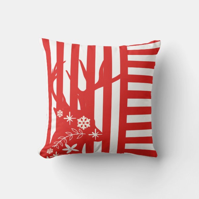 Cojín Decorativo Pillow de Navidades de franja roja y blanca (Anverso)