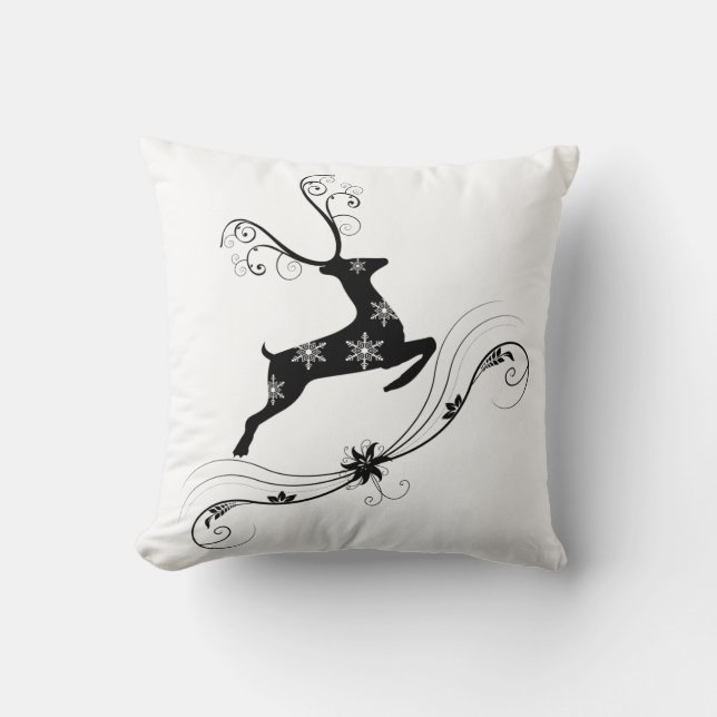 Cojín Decorativo Pillow de Navidades elegantes de ciervos blancos y (Anverso)