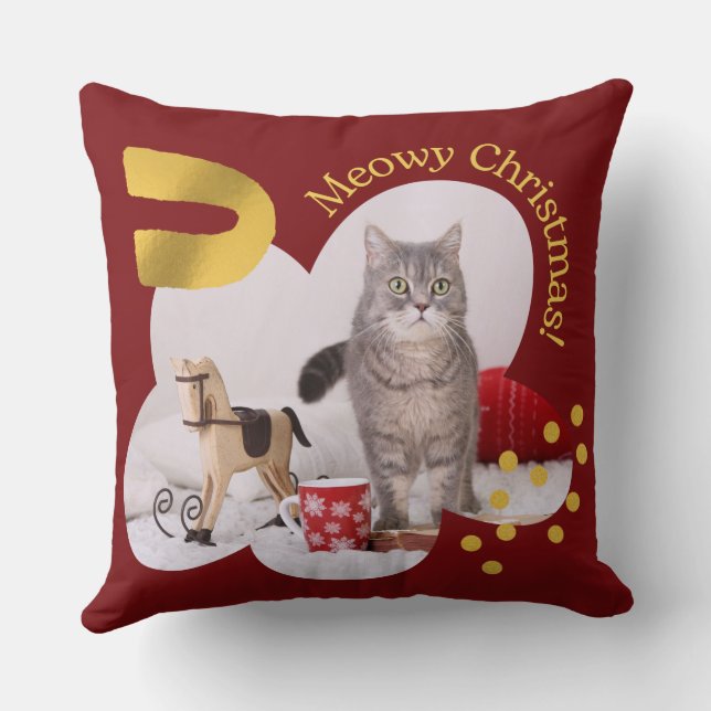 Cojín Decorativo Pillow de Navidades personales artesanales rojos y (Reverso )
