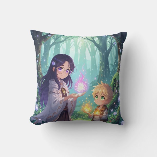 Cojín Decorativo Pillow de niños de la leyenda del fuego - Hermanos (Anverso)