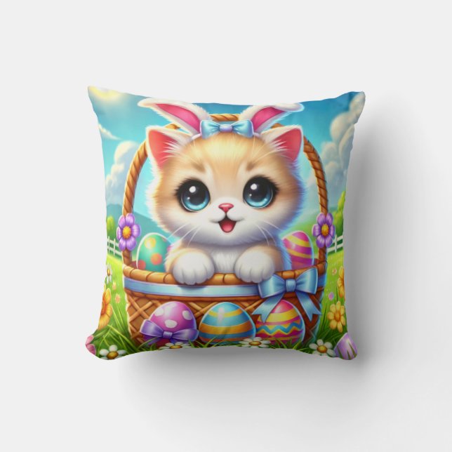 Cojín Decorativo Pillow de Pascua Purr-fecto (Anverso)