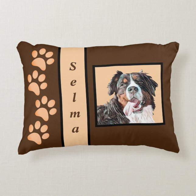 Cojín Decorativo Pillow de perro de montaña del Pastel Bernese (Anverso)