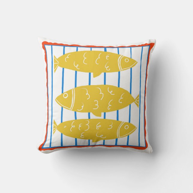 Cojín Decorativo Pillow de pez amarillo - Vibe de Nueva Inglaterra (Anverso)
