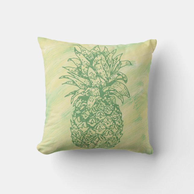 Cojín Decorativo Pillow de piña verde y amarilla (Anverso)