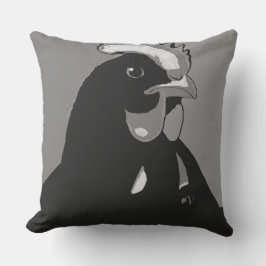 Cojín Decorativo Pillow de pollo con arte pop negro y blanco