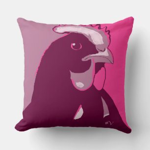Cojín Decorativo Pillow de pollo con arte pop rosado