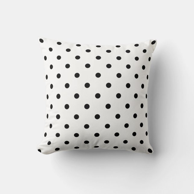 Cojín Decorativo Pillow de puntos de polka blanco/negro (Anverso)