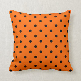 Cojín Decorativo Pillow de puntos de polka naranja/negro