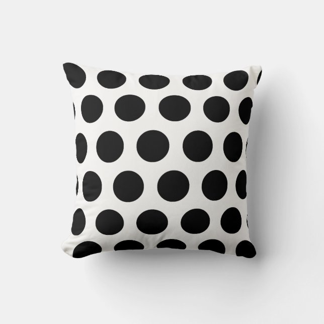 Cojín Decorativo Pillow de puntos de polka negro (Anverso)