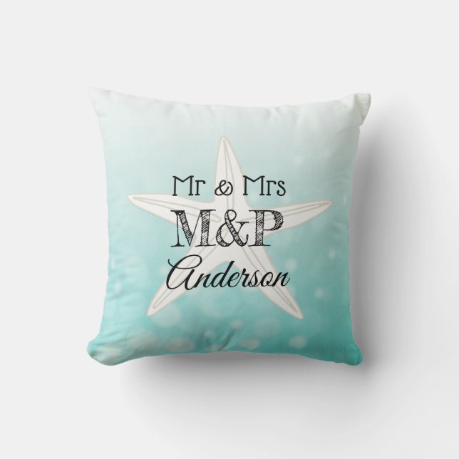 Cojín Decorativo Pillow de Starfish Beach personalizado (Anverso)
