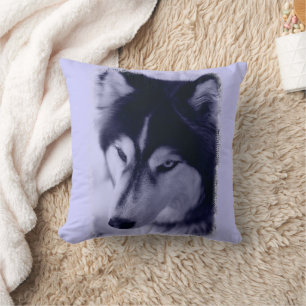 Cojín Decorativo Pillow de tinta azul para el Husky Siberiano