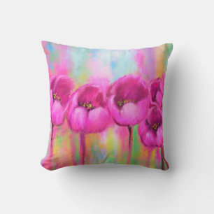 Cojín Decorativo Pillow de tulipanes rosados morados