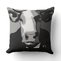 Pillow de vaca de arte pop negro y blanco