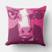 Pillow de vaca de arte pop rosa