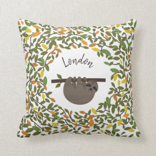 Cojín Decorativo Pillow de vegetación personalizada Baby Sloth en o