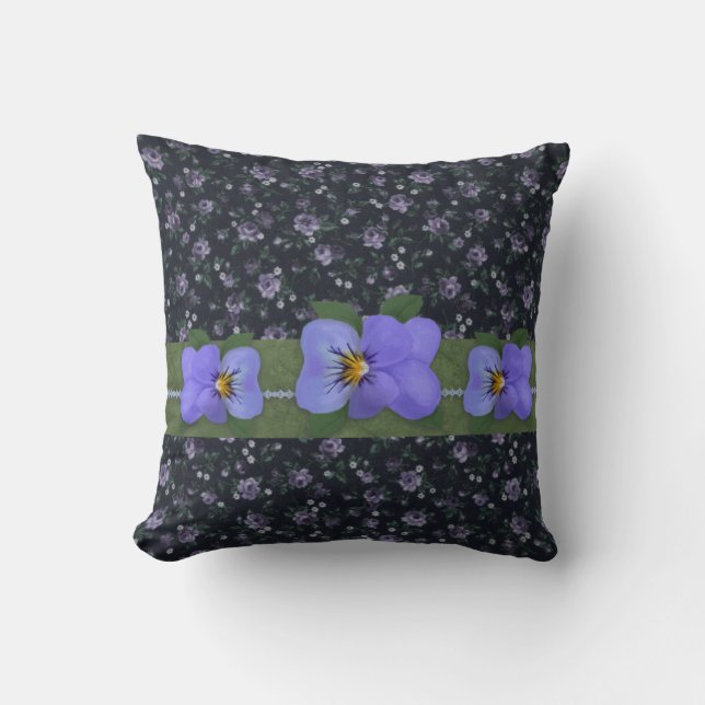 Cojín Decorativo Pillow de violetas salvajes (Anverso)