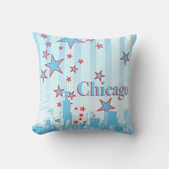 Cojín Decorativo Pillow del acento de la línea aérea de Chicago (Anverso)