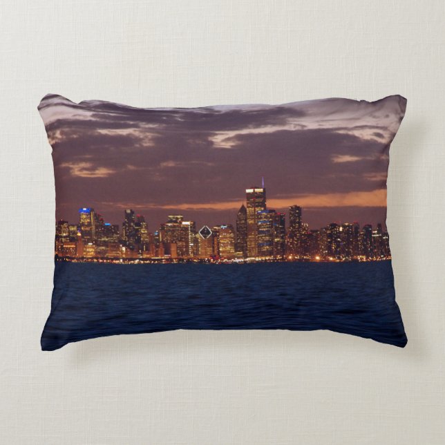 Cojín Decorativo Pillow del acento del Skyline de Chicago (Anverso)