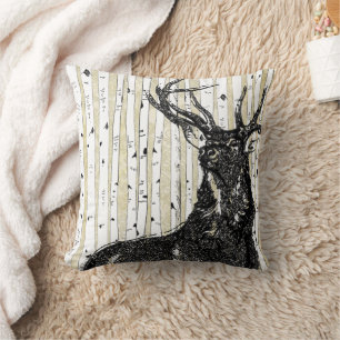 Cojín Decorativo Pillow del árbol de aves Stag Deer and Damask