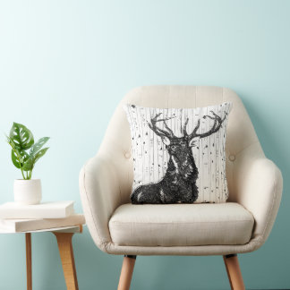 Cojín Decorativo Pillow del árbol de ciervos y aves