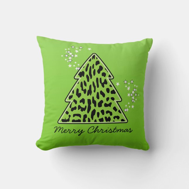 Cojín Decorativo Pillow del árbol de Navidad Leopardo cheetah (Anverso)