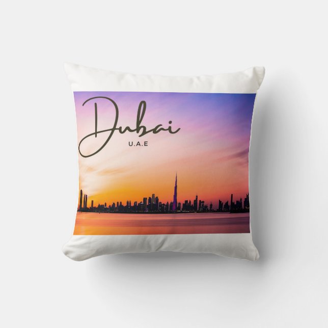 Cojín Decorativo Pillow del atardecer de Dubái  (Anverso)