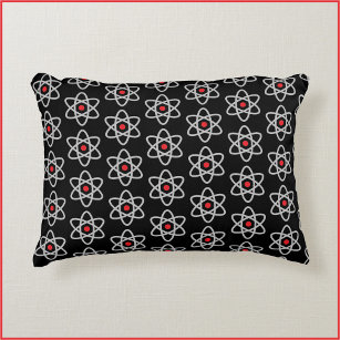 Cojín Decorativo Pillow del Átomo de Ciencia Negra y Roja de Guay
