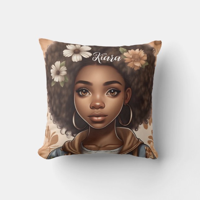 Cojín Decorativo Pillow del chica negro personalizado (Anverso)