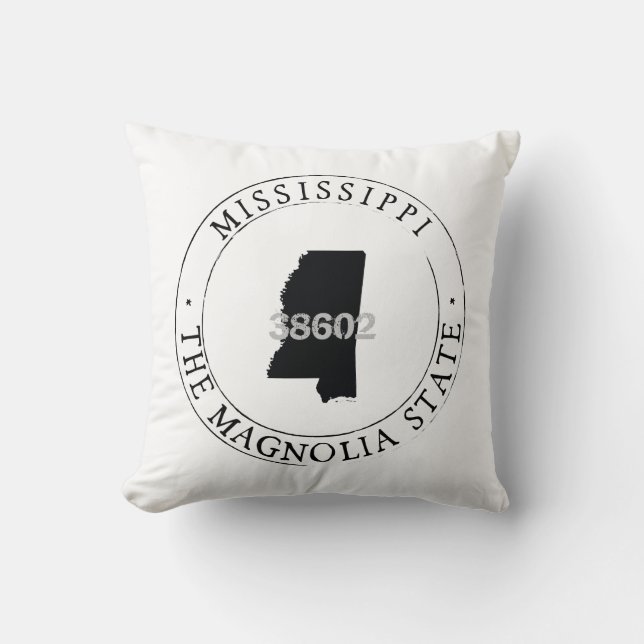 Cojín Decorativo Pillow del código postal de Mississippi (Anverso)