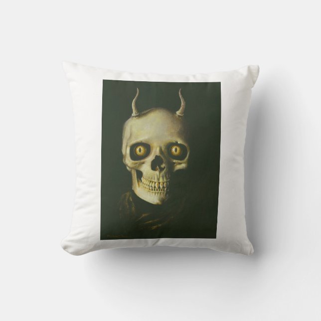 Cojín Decorativo Pillow del cráneo del diablo gótico (Anverso)