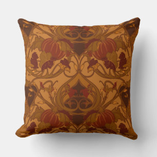 Cojín Decorativo Pillow del diseñador de calabazas y vides de otoño