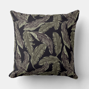 Cojín Decorativo Pillow del diseñador de hojas verdes negras