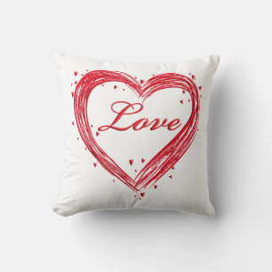 Cojín Decorativo Pillow del El día de San Valentín rojo y blanco