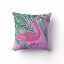 Pillow del flamenco rosa y morado del jengibre