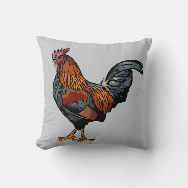 Cojín Decorativo Pillow del gallo gris (Anverso)