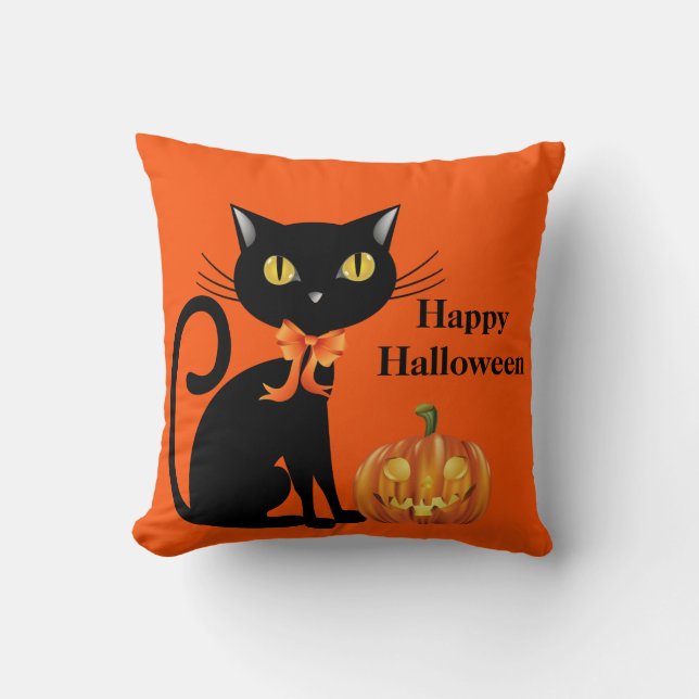 Cojín Decorativo Pillow del gato de Halloween (Anverso)