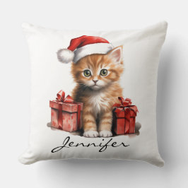 Cojín Decorativo Pillow del gato de los navidades