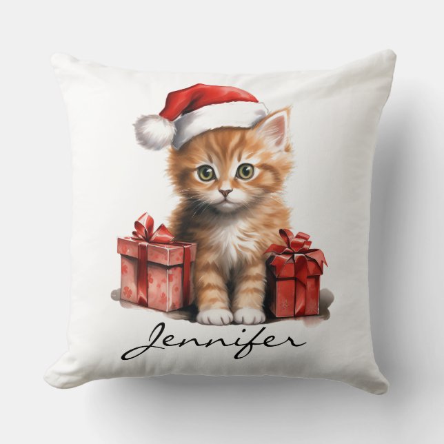 Cojín Decorativo Pillow del gato de los navidades (Anverso)