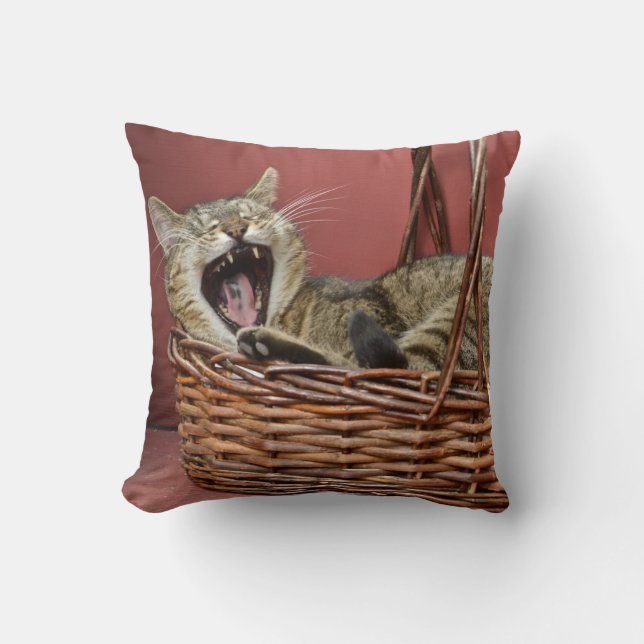 Cojín Decorativo Pillow del gato de Yawning (Anverso)