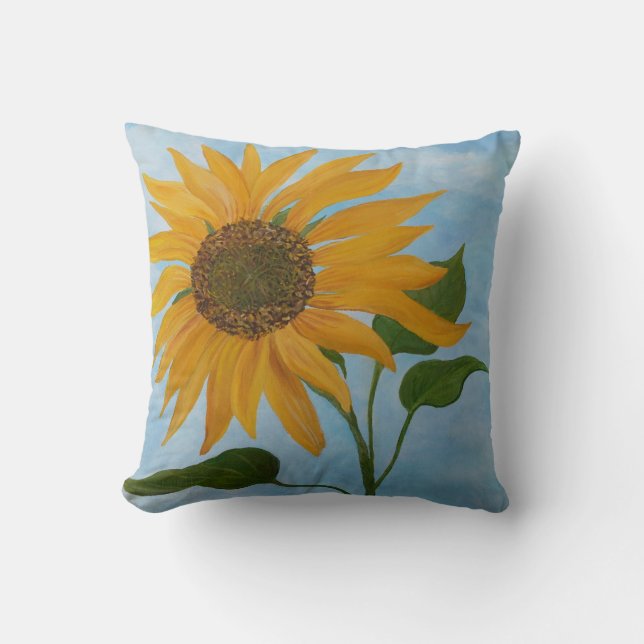 Cojín Decorativo Pillow del girasol pintado (Anverso)