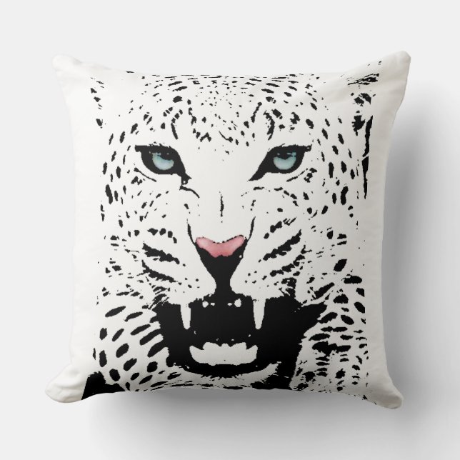 Cojín Decorativo Pillow del leopardo blanco (Anverso)